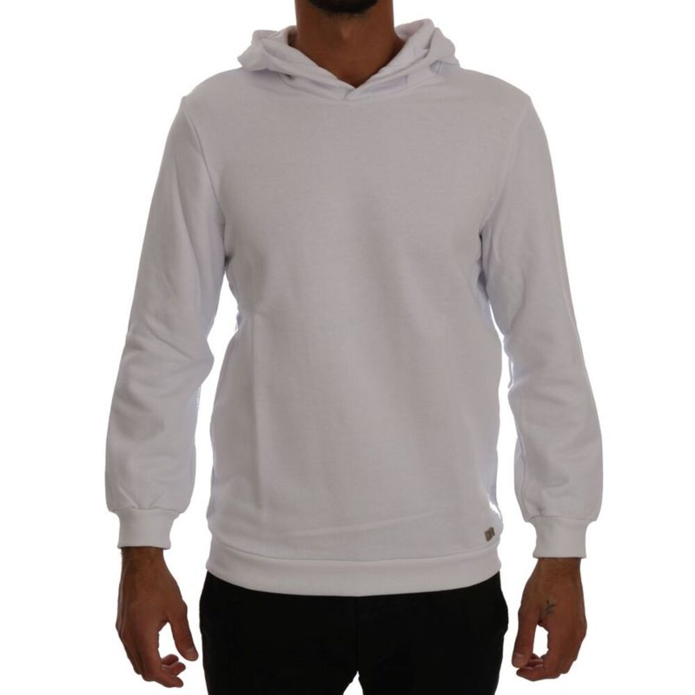 Daniele Alessandrini White Pullover Hodded Cotton Men's Sweater